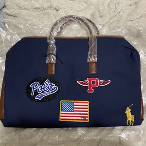 Polo Ralph Lauren Blue Weekend Bag Patches RARE